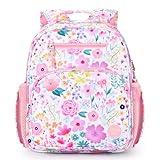 mibasies Kids Backpack for Girls: Girls Backpack 5-8 - Kindergarten Elementary School Bookbag for Girl - Flower Pink