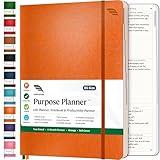 Purpose Planner Undated Monthly Weekly Daily Productivity Journal 2023 Optimised Life, Goal Setting & Business Tool for Academic Student, Professionals, Mums - Leather Day Organiser Notebook