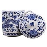QPOIBSD Chinese Gongfu Loose Leaf Tea/Coffee Brewing System - Bone China & White Porcelain Teacup/Coffee Cup - 450ml - Blue Dragon