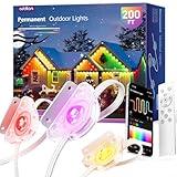 addlon 200FT Permanent Outdoor Lights, RGB+IC Smart LED Outdoor Lights for House, App & Remote Control, DIY Scene Mode, IP67 Waterproof Christmas Light, Holiday, Party, Halloween Decorations