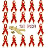 100 Pack-AIDS/HIV Cancer Red Awareness Ribbon Lapel Pins Cardiovascular Disease- drug abuse prevention -Heart Disease-Stroke MADD DARE Awareness Badge Gifts