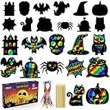 OHOME Halloween Party Favors - 48 PCS Magic Rainbow Scratch Paper Cards Set for Kids - Kids Halloween Games Crafts Treats Toys Gifts - Trick-or-Treat Activities Party Decorations Supplies