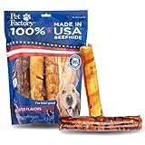 Pet Factory 100% Made in USA Beefhide 8" Rolls Dog Chew Treats - Beef & Chicken Flavor, 10 Count/1 Pack