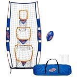 NERF Pro Pass Football Target Toss Net - Kids Football Passing Game Set - 5' x 2' Target Net with Ground Stakes + (1) Junior 8.5" Inch Ball Included - Indoor + Outdoor Youth Game