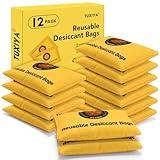 TUXIYA 100g-12Pack Rechargeable Silica Gel Desiccant Packets, Color Indicating Desiccant Packs for Storage,Moisture Absorbers for Storage Bins, Suitcase,Gun Safe, 3D Filaments