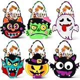 ESAG Light Up Halloween Trick or Treat Bags with Handles Felt Candy Bag, Original Ghost Pumpkin Vampire Bat Goodie Bag Stuffers Reusable Gift Bags, Halloween Party Favors Supplies for Kids Boys Girls