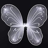 Dushi Colle Girls Butterfly Fairy Kid Wings for Fairy Costumes Sparkle Fairy Princess Wings Party Favor White