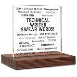 Funny Technical Writer Desk Sign for Office, Swear Words Acrylic Plaque for Documentation Experts, Humor Gift for Writers, New Job, Leaving, Retirement Gift Idea, Office Decor Sign SKT252