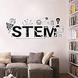Education STEM Quote Wall Decal Art Science Mathmatic Technology Wall Sticker for School Classroom Decor,Kids Room Teens Bedroom Wall Stickers Mural TM-71 (Black)