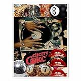Retro Pop Culture Collage Canvas Wall Art Leopard Print Disco Ball Cherry Coke Posters with Vinyl Record and Glam Nails Trendy Bedroom Music Room Bar Lounge Decor 11x14in Unframed