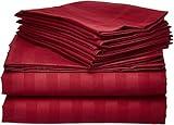 Elegant Comfort #1 Bed Sheet Set on Amazon - Super Silky Soft - 1500 Premier Hotel Quality Luxurious Wrinkle, Fade, Stain Resistant 6-Piece Stripe Bed Sheet Set, Queen Burgundy