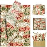 Bolsome 100 Sheets 20 * 14 Inches Christmas Kraft Tissue Paper for Gift Bags Merry Christmas Design Decorative Art Tissue for Winter Festivals Xmas Party DIY Craft (Merry Christmas)