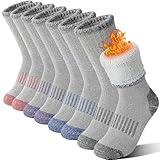 Sandsuced Kids Merino Wool Hiking Socks Girls Boys Toddler Winter Thermal Warm Cozy Boot Thick Cushion Gift Stocking Stuffers Socks 4 Pairs(Purle/Blue/Red/Grey,4-7 Years)