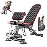 Adjustable Weight Bench - Utility workout Benches for Exercise, Free Installation Design for Portable Fitness Strength Training Equipment at Home Gym