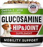 Glucosamine Treats for Dogs - Joint Supplement w/Omega-3 Fish Oil - Chondroitin, MSM - Advanced Mobility Chews - Joint Pain Relief - Hip & Joint Care - Chicken Flavor - 120 Ct - Made in USA