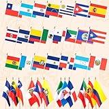XIFAN 22 Pack Spanish Speaking Countries Flags on Stick, 5x8 Inch Small Mini Latin American Handheld Flags for National Hispanic Heritage Month Events Classroom Party Decoration