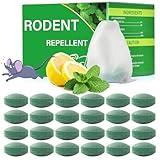 Pest Rodent Repellent, 24Pack Peppermint Oil for Mice, Mouse, Rats, Spider, Roach, Ant, Bugs, Squirrel, Insect Control Indoor Outdoor, Natural Deterrent Replace Trap Poisoning Family & Pet Safe Green