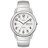 Timex Men's Easy Reader 35mm Day-Date Watch – Silver-Tone Case White Dial with Silver-Tone Expansion Band