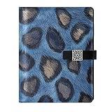 Blue Leopard Skin Texture leather lined spiral notebook portable journal notebook for college 6.7x9.2