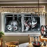 HOMETITUTE Halloween Horror Ghost Children Pattern Static Cling Window Film 39.3x17.7 inches Non-Adhesive Removable Reusable for Glass Door Home and Office Bedrooms PVC Static Cling Sticker