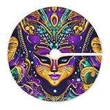 Mardi Gras Carnival Jewel Feather Lipstick1 Christmas Tree Skirts Round Decoration Burlap Small for Farmhouse Valentines Holiday 36 inch Diameter