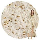 SeaRoomy Burritos Tortilla Blanket, Realistic Food Wrap Blanket Double Sided, Novelty Funny Tortilla Round Soft Blankets (Beige, 47 inches)