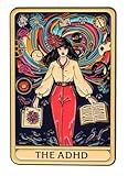 The ADHD Woman Tarot Card Fortune Telling Teller Palm Reading Autism Awareness Neurodivergent Neurodiversity Attention-Deficit Hyperactivity Disorder Humor Funnry 2" Enamel Pin Badge