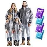 ZENO Disposable Rain Ponchos for Adults & Kids - Rain Poncho Family pack - Clear, Compact, Breathable, Emergency Ponchos with Hood - Travel Rain Poncho Hiking, Camping