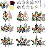 FunCharm 36 Sets Fall Suncatcher Crafts Kit for Kids Bulk,Window Arts and Crafts Kit Stained Glass Oenaments DIY Fall Leaves Paper Craft Kit for Christian Sunday School Classroom Supplies Ages 4 8 12
