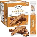 Nonni's Salted Caramel Milk Chocolate Biscotti Cookies — Individually Wrapped Italian Coffee Snack, Crunchy Twice-Baked, 90 Cal Each, 21 oz Carton