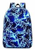 Boy School Backpack Elementary Middle Lightning Bookbag Laptop Teenager Waterproof Lightweight 17 Inches (1-Blue)