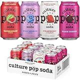 Culture Pop Soda, Jazzy & Juicy Variety Pack, Probiotic Low Sugar Soda, Sparkling Juice Alternative, Non-GMO, Kosher, Gluten-Free, No Stevia (12pk)