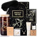 14PCS Sagittarius Birthday Gifts for Women, Sagittarius Astrology Gifts for Women Bakets, 12 Zodiac Gifts for Woman Friends Female, Sag Astrological 16 oz Glass Cups Candles Necklace with Gift Set Box