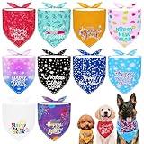 JpGdn 10PCS Dog Bandanas Happy New Year for Medium Breed Dog Pink Purple Yellow Blue Kerchief Triangle Bibs Head Scarves for Boys and Girls Grooming Costume