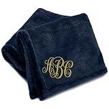 Custom Empire Shop Ships Next Day, Made in USA - Personalized Blankets for Adults 60 X 80 Inch - Fleece Heated Throw Customize Blanket with Name, Embroidered with Name Personalized Gift - Navy