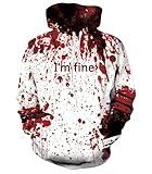 RAISEVERN Hoodies for Men Halloween I'm Fine Fleece Graphics Sweatshirts Pullover Blood Stains Novelty Hoody Cool Funny Plus Size Hooded with Pocket