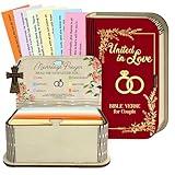 NETHOMEWOODS Marriage Bible Verse Box – 150 Prayer Cards, Christian Wedding Gift for Couples Mom Dad, Inspirational Scriptures, Housewarming Gifts