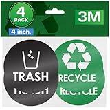Recycling & Trash Bin Stickers - 4-Pack, 4" Inch Round Decals - Easy to Apply, UV-Resistant for Indoor & Outdoor Waste Management in Kitchens, Offices, and Public Spaces