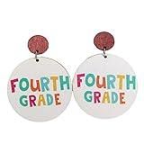 Blue Drop Cute Teacher Wooden Stud Earrings Fourth Grade Welcome Back to School Earrings Teacher Appreciation Jewelry Gifts