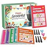 TIME X Magic Grooved Writing Practice Books, Reusable Handwriting Practice Books, Groove Workbooks, Handwriting Practice for Kids 3 +, Large Writing Practice Books (Practice 6-Books)