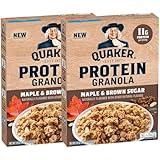 Quaker Protein Granola Breakfast Cereal, Maple Brown Sugar, 18oz Boxes (2 Pack)