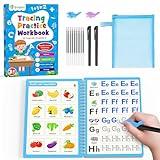 D-FantiX Magic Grooved Writing Practice for Kids Age 3-5, Reusable Grooved Handwriting Practice for Kids 5-7, Learn to Write Letter Tracing Books for Kids Kindergarten Preschool Learning Activities