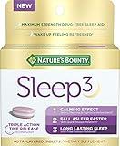 Nature’s Bounty Sleep3 Melatonin 10mg, Maximum Strength 100% Drug Free Sleep Aid, Dietary Supplement, L-Theanine & Nighttime Herbal Blend Time Release Technology, 60 Tri-Layered Tablets