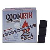 CocoUrth 100% Natural Hookah Coconut Shell Charcoal Big Cube 26x26x26mm 64 PCS Electric Burner Briquettes Used Also for Cooking, Grilling, Barbecuing, Incense Narguile Coal (1kg)