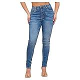 LOVER BRAND FASHION Women's High - Waisted Skinny Jeans Stretchy Denim Pants for Casual Wear Multiple Washes Tummy Control (US, Alpha, Large, Regular, Regular, 04 Indigo)
