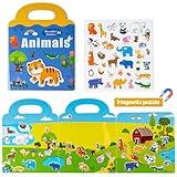 Magnetic Playset Portable Playboard, Cute Farmhouse Animal Reusable Magnets Sticker Books for Toddlers 3-5 Years, 34 PCS Refrigerator Magnets for Kids Girls Boys Perfect Preschool Learning Travel Toy