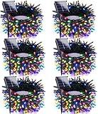 Multicolor Solar Christmas Lights Outdoor Decorations Waterproof, Tatal 6 Pack 600LED 198FT Solar String Lights Green Wire with 8 Modes, Christmas Fairy Light for Xmas Tree Party Wedding Garden Decor