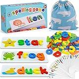 BEESTECH Alphabet ABC Learning Educational Toys for 2 3 4 5 Years Old Boys Girls, Wooden Puzzle Flash Cards Preschool Activity Letter Matching Games for Kids Toddlers