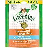 Greenies Feline Adult Dental Cat Treats, Oven Roasted Chicken Flavor, 4.6 oz. Pack