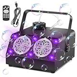 VStoy Wireless Remote Control Bubble Machine with 6 RGB LED Lights, Dual Nozzles,120,000 Bubbles/Min, Metal Shell, Includes Bubble Solution (Makes 34 fl oz), Great for Parties, Weddings, and Halloween